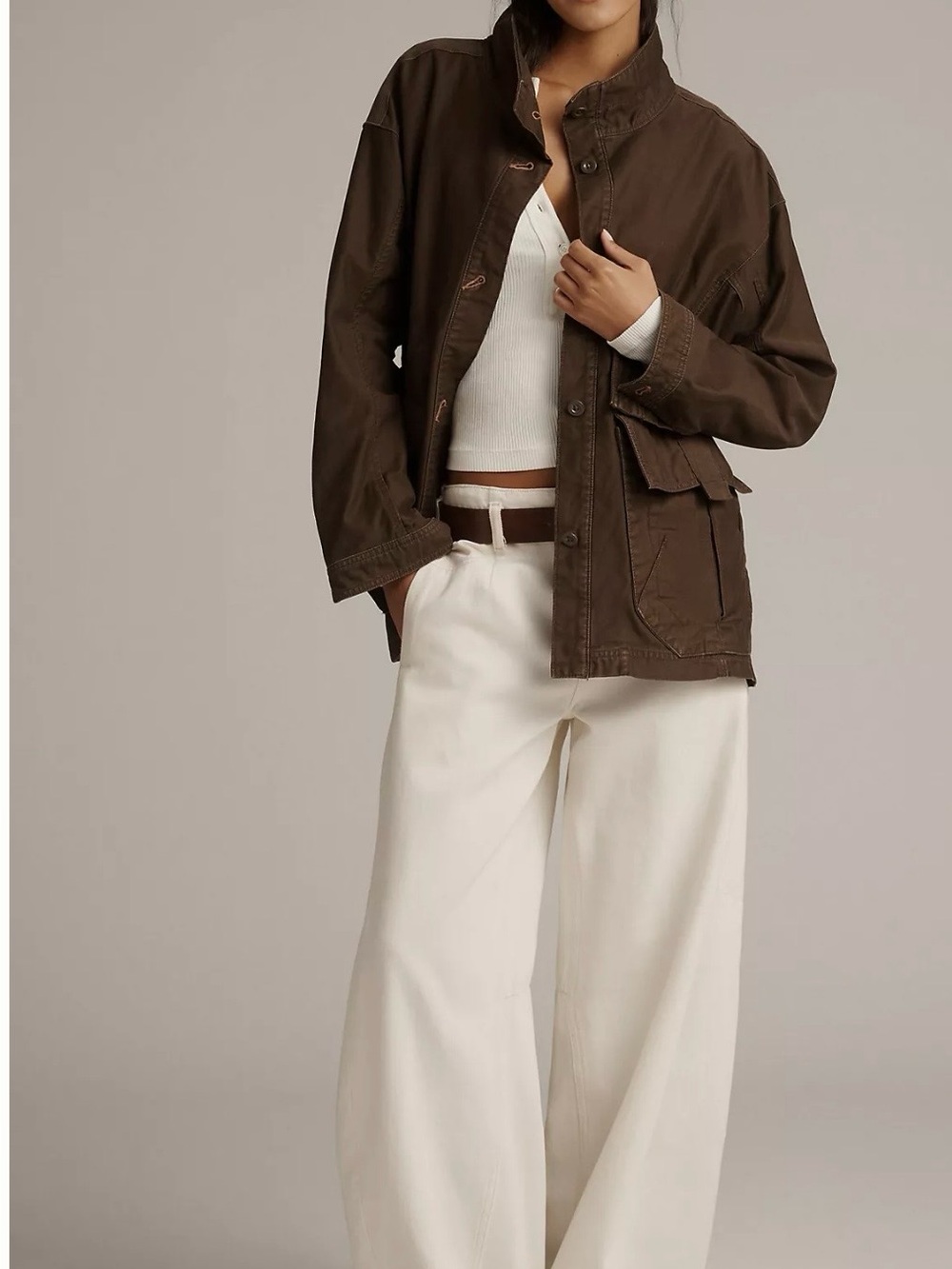 Anthropologie Dark Brown Utility Jacket